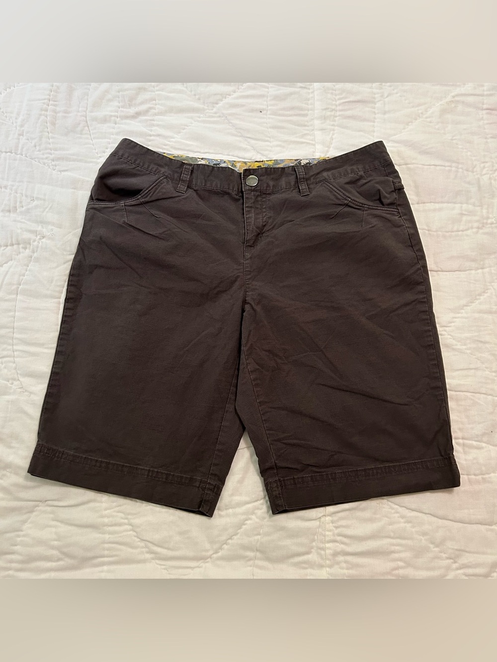 Columbia ripstop Bermuda shorts womens 12 eyelet lace trim brown hiking